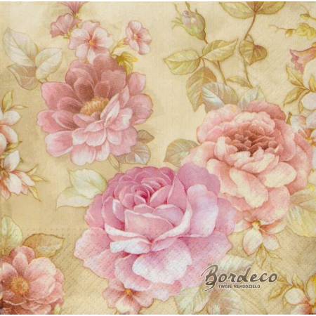 Serwetka decoupage seria TETEaTETE kwiaty pastelowe 33x33cm